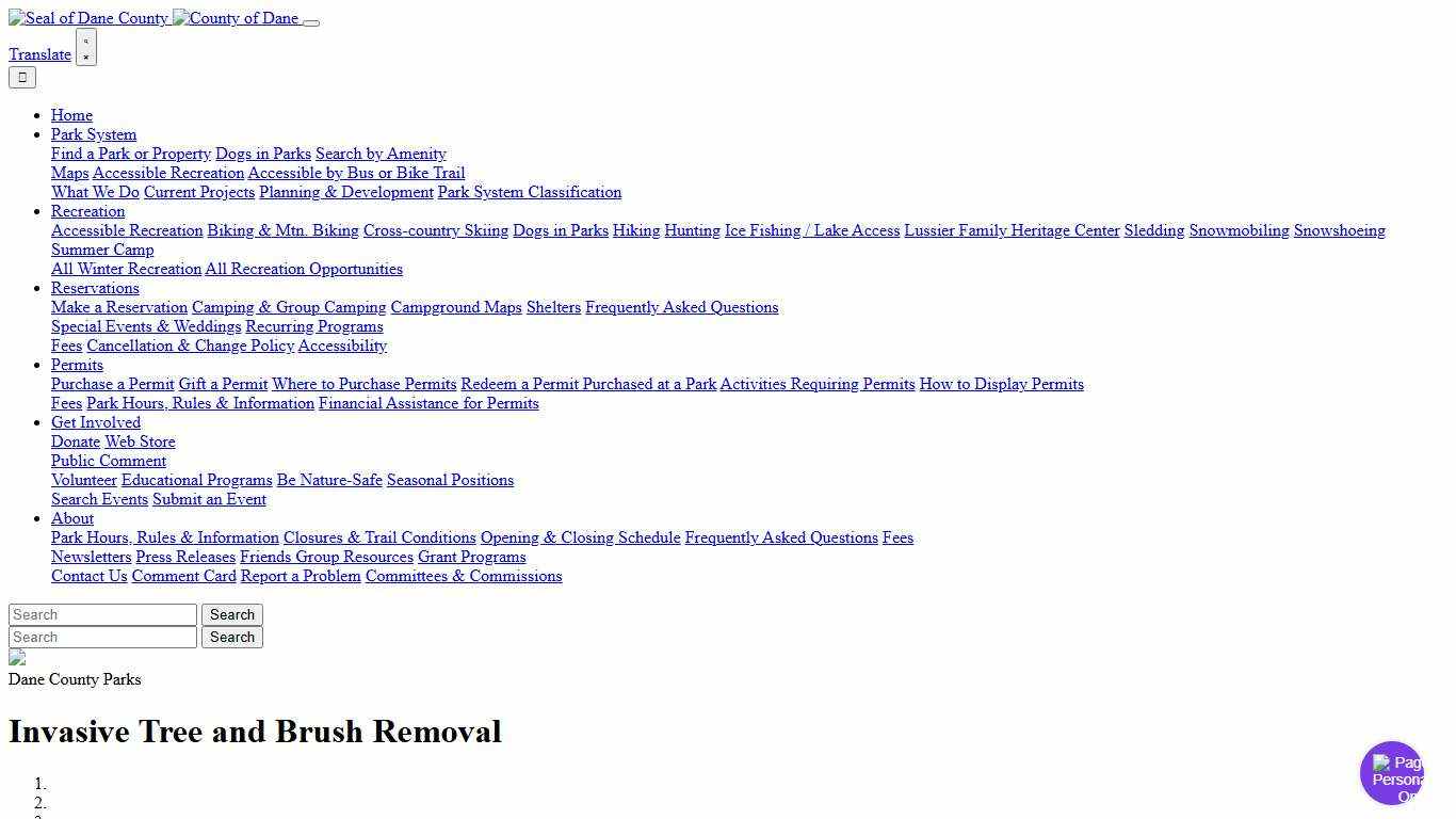 Invasive Tree and Brush Removal Dane County Parks