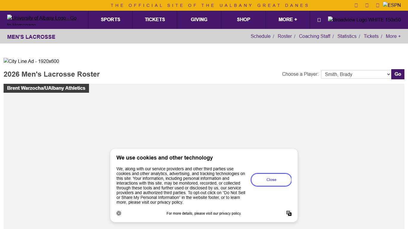 Brady Smith - 2026 - Men's Lacrosse - University at Albany Great Danes