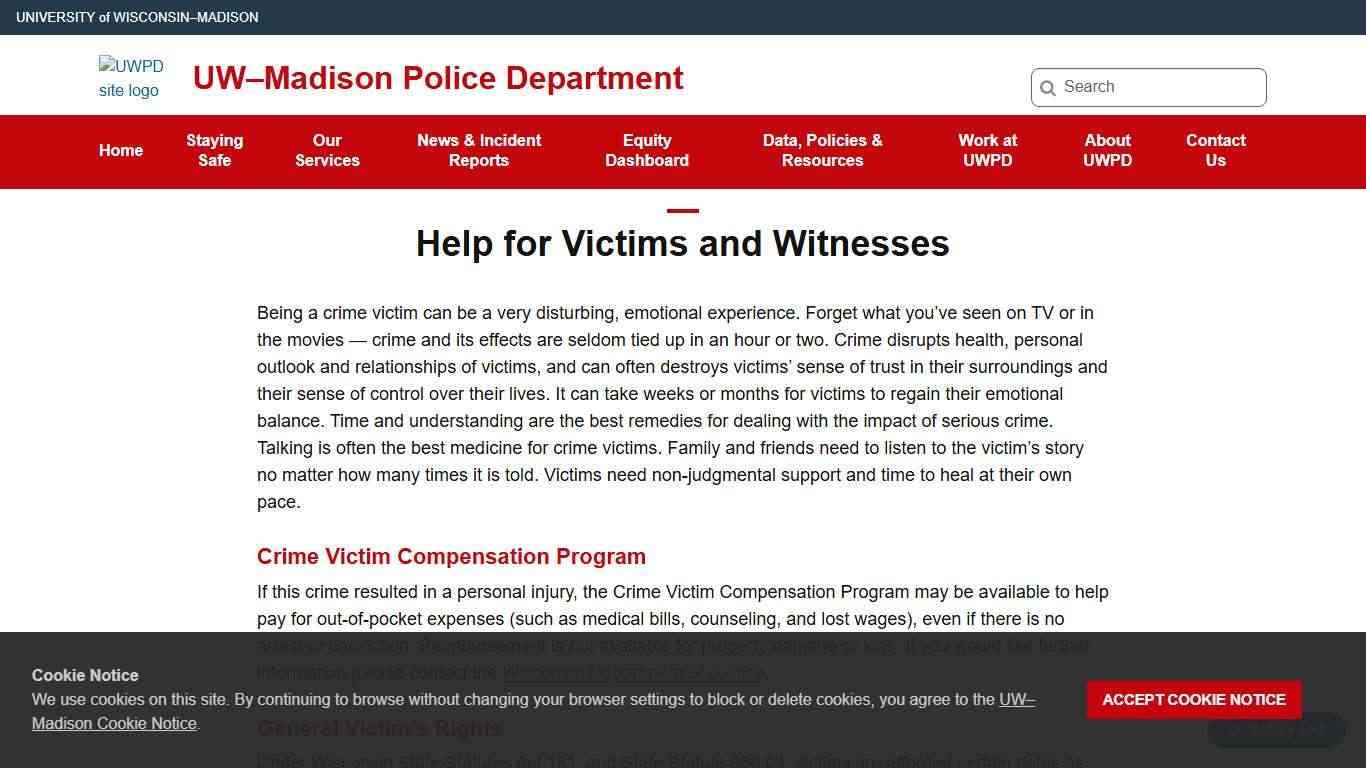 Help for Victims and Witnesses - UW–Madison Police Department